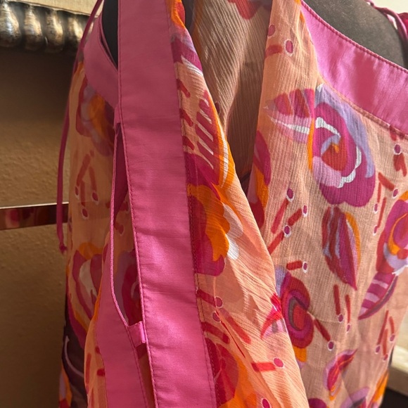 SILK NORDSTROM Topper One Size pink and orange lightweight festival bohemian EUC - Picture 12 of 12